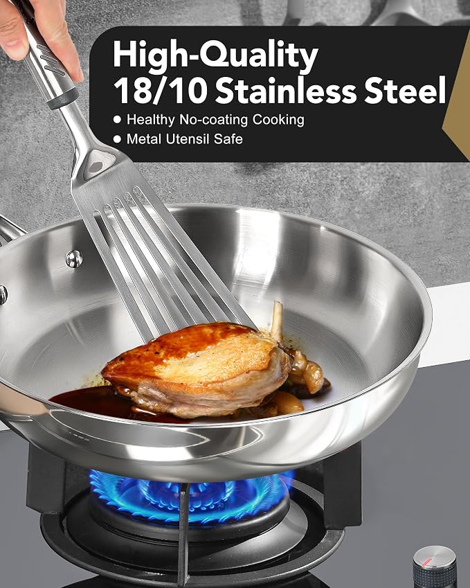 MICHELANGELO Stainless Steel Frying Pan Set - Image 3