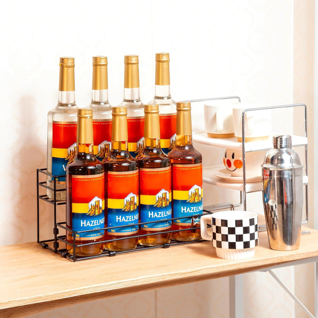 8 Bottles Coffee Syrup Organizer, 2 Tier Syrup Stand, Syrup Rack