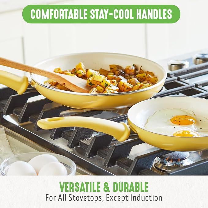 GreenLife Soft Grip Healthy Ceramic Nonstick 18 Piece Kitchen Cookware Pots and - Image 6