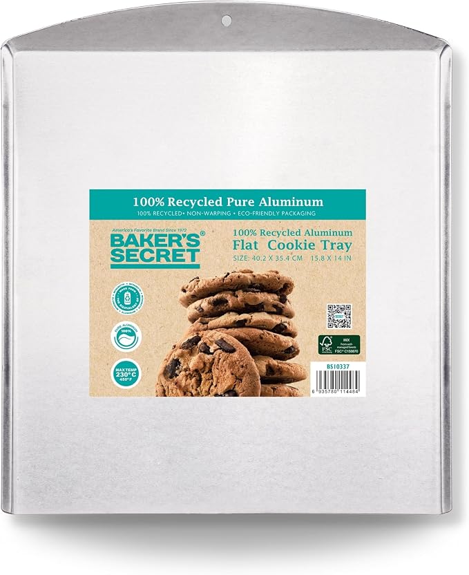 Baker's Secret Commercial Grade Natural Pure Aluminum 16" Cookie Sheet Flat by BakersSecret