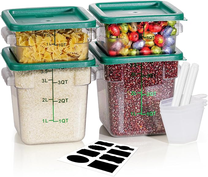 2QT&4QT NSF Food Storage Containers: 8 PCS Commercial Clear Square Food Storage by SVKLHY