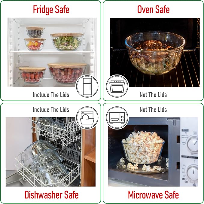 Large Stackable Set of 5 Nesting Glass Bowls - Image 6