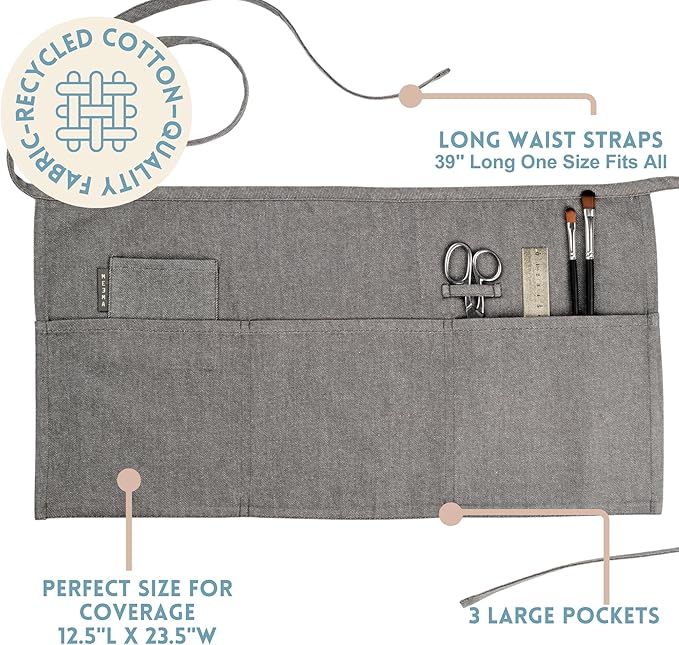 MEEMA Chef Waist Apron Cotton Fabric |Washable & Breathable Waitress & Server - Image 4