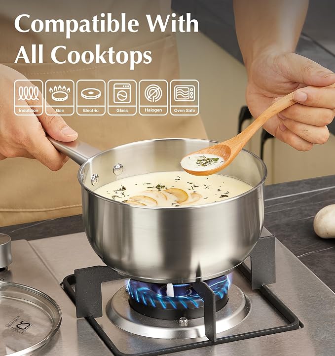 KOCH SYSTEME CS 1 Quart Stainless Steel Saucepan, 1 Quart Saucepan - Image 3