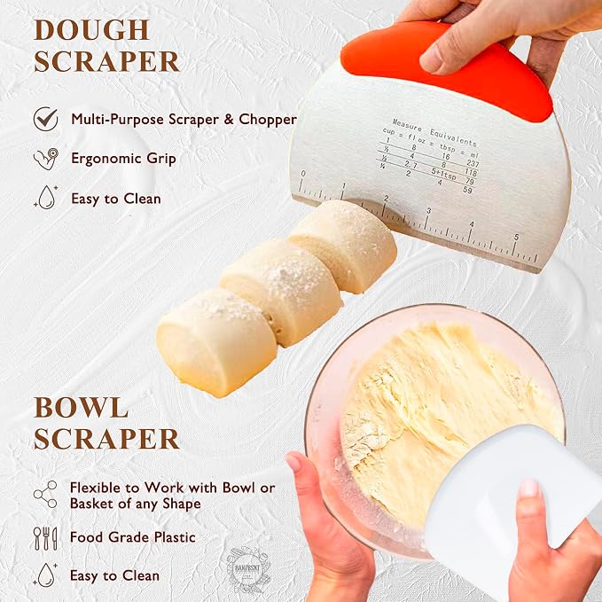 Complete Sourdough Starter Kit, Sourdough Bread Baking Supplies, Banneton Bread - Image 5