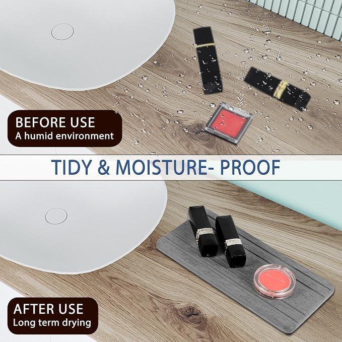 2PCS Water Absorbing Stone Tray, Quick Drying Diatomite Stone Sink Tray - Image 3