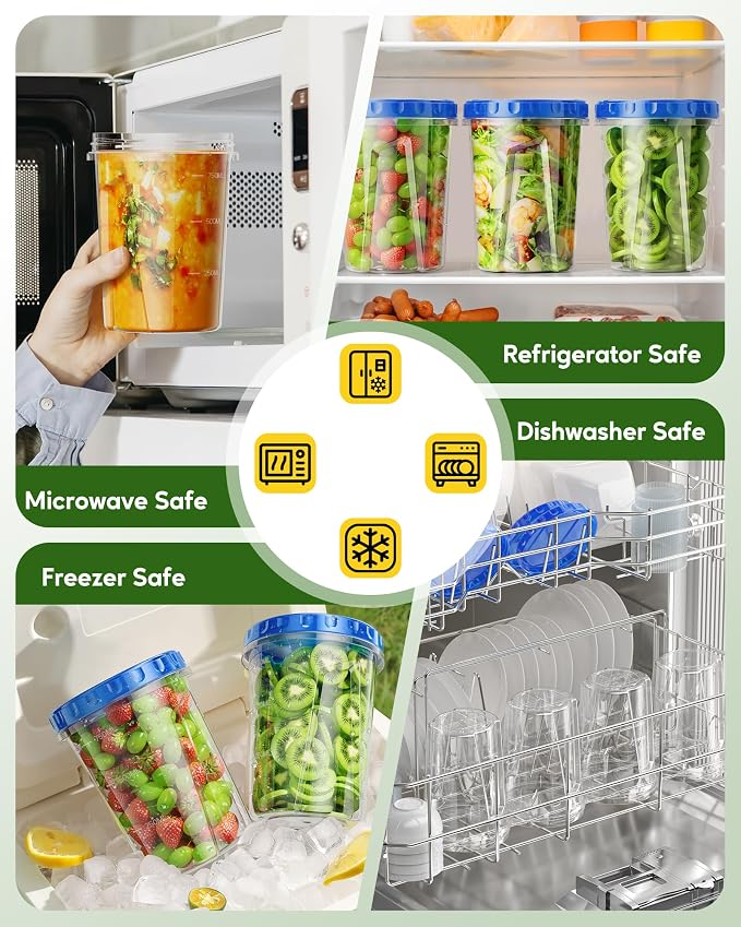 Canfanni 10 Pack-33oz Freezer Storage Containers Set, Plastic Food Storage - Image 6