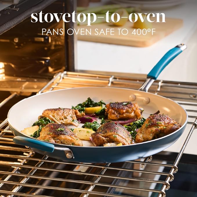 Rachael Ray Cucina Ceramic Nonstick Frying Pan/Skillet, Dishwasher Safe - Image 4