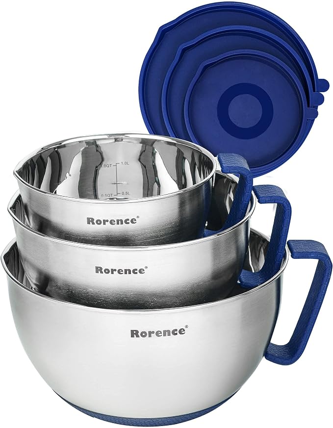 Rorence Mixing Bowls Set: Stainless Steel Non-Slip Bowls by Rorence