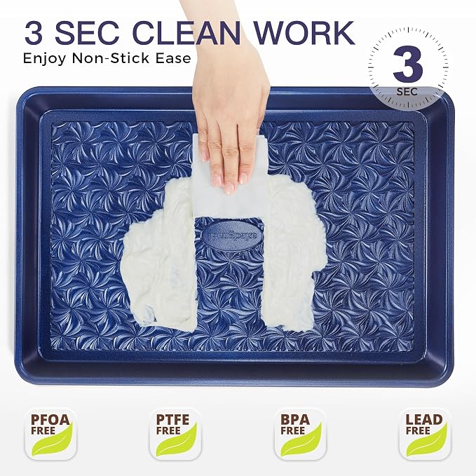 HONGBAKE Nonstick Baking Sheet Pan Set of 3, Cookie Sheets - Image 6