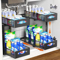 Housolution 2 Pack Under Sink Organizer, 2 Tier Metal Pull Out Under Sink by Housolution