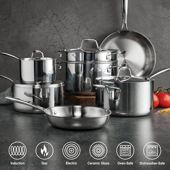 Tramontina Signature Tri-Ply Clad Stainless Steel 11-Piece Cookware Set - Image 2
