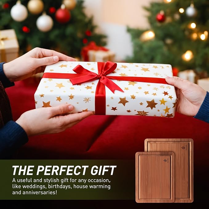 Bamboo Cutting Board Set Non Slip Feet Over Sink Gifts Best Mama Mommy Bonus - Image 5