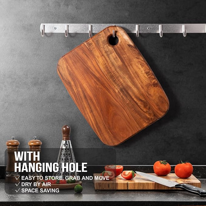 Wood Cutting Boards for Kitchen, JAMES.F Acacia Wooden Heavy Duty Cutting Board - Image 5