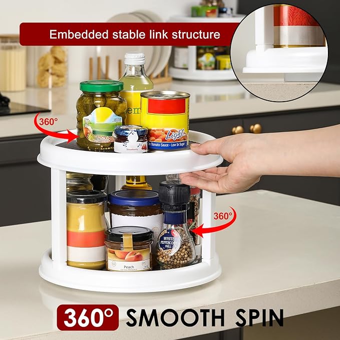 2 Pack, 2 Tier 10" Turntable Lazy Susan Spice Organizer - Image 3