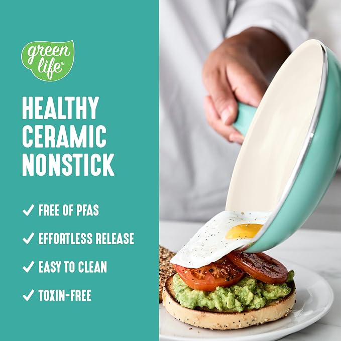 GreenLife 8 Piece Nonstick Cookware Set, Non-Toxic PFAS-Free Ceramic Pots & Pans - Image 2