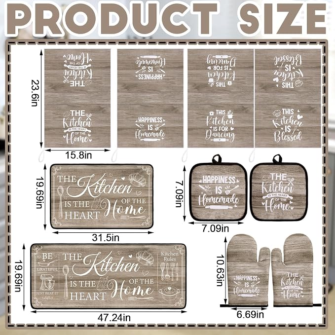 Fourluoo 10 Pcs Farmhouse Kitchen Decor and Accessories Set 4 Kitchen Towels 2 - Image 3