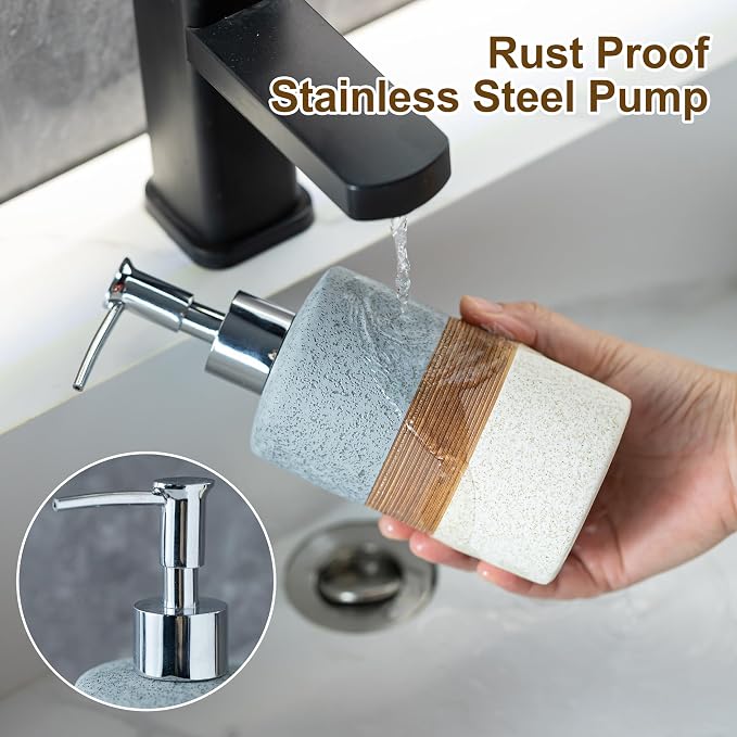Ceramic Soap Dispenser Set for Hand Soap, Dish Soap, Conditioner, Bathroom & - Image 5