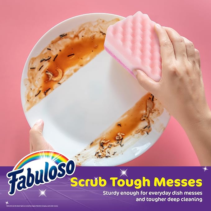 Fabuloso Scratch-Free Kitchen Dish Sponges, Rainbow Cellulose Scrubber Sponge - Image 3