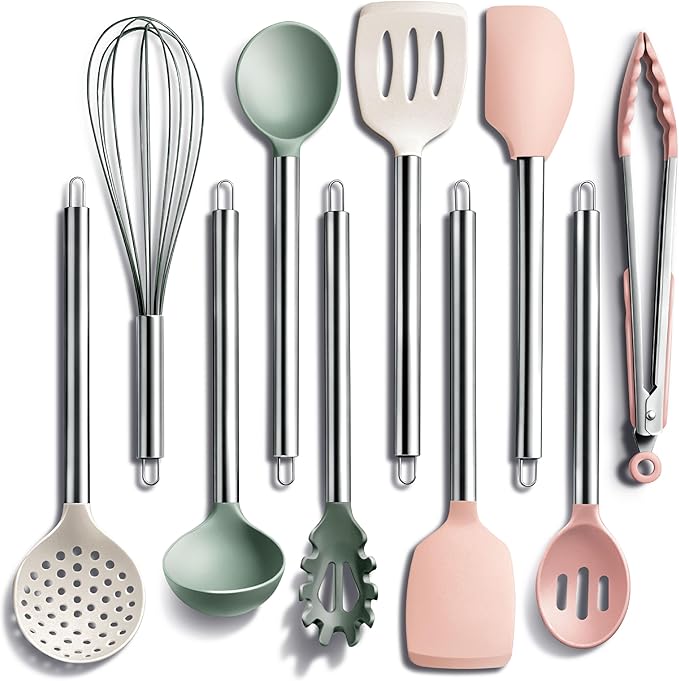COOK WITH COLOR Silicone Cooking Utensils, Kitchen Utensil Set, Cooking Utensils by CookwithColor