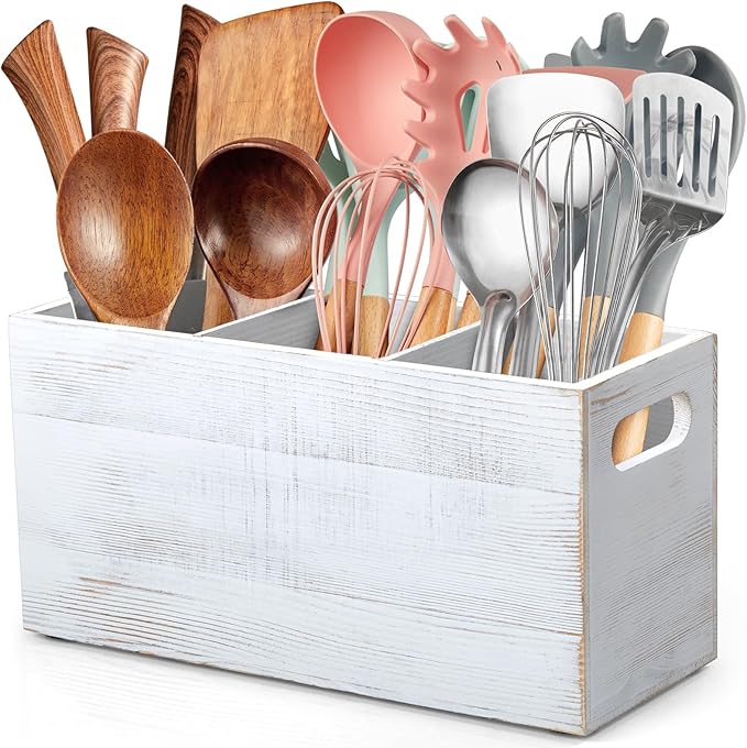 ALELION Rustic White Utensil Holder by ALELION