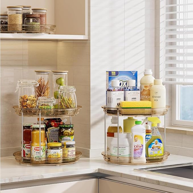LAMU 2 Tier Lazy Susan Turntable Organizer 10.6'' Rotating Spice Rack - Image 7