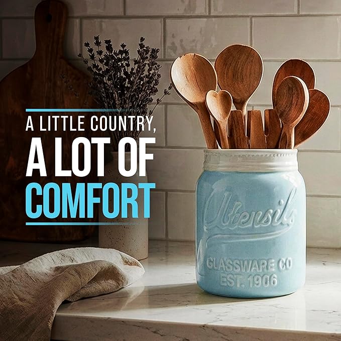 Comfify Wide Mouth Mason Jar Utensil Holder Decorative Kitchenware Organizer - Image 8