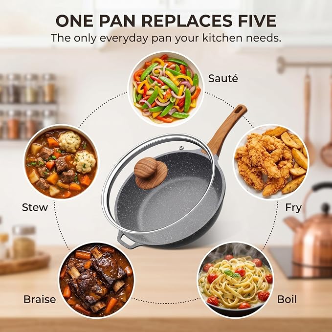 YASHE 12 Inch Nonstick Saute Pan - Image 5