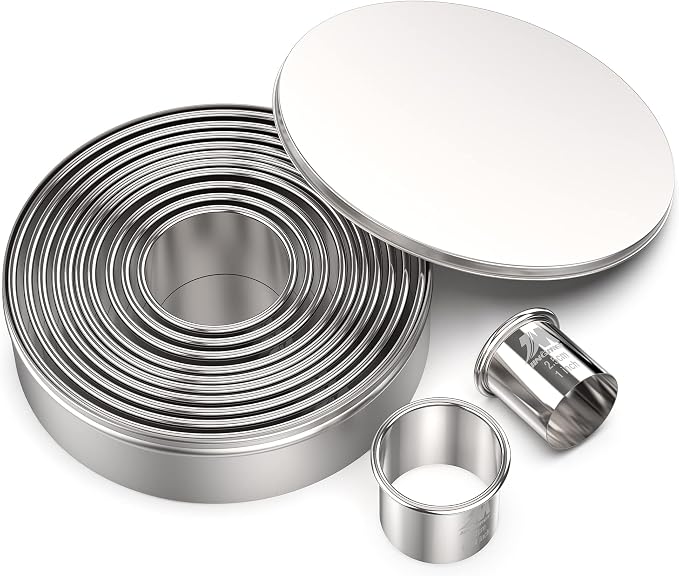 Round Cookie Biscuit Cutter Set 12 Pieces Graduated Circle Pastry Cutters 18/8 by MJINGMEI