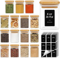ComSaf 16Pcs Spice Jars with Labels, Glass Jar with Bamboo Lid, 6oz Airtight by ComSaf