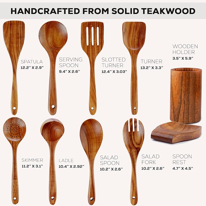 Zulay Kitchen 10-Piece Wooden Spoons - Image 3