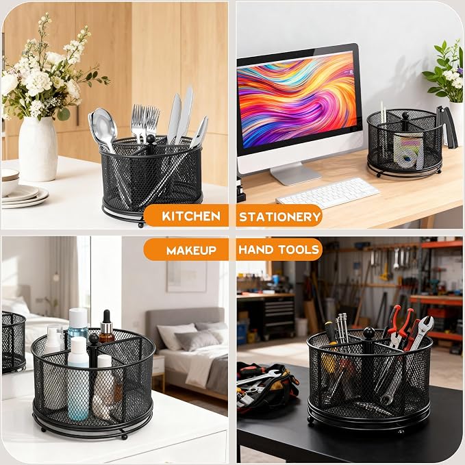 2 Pack 360° Rotating Metal Utensil Caddy - Image 8