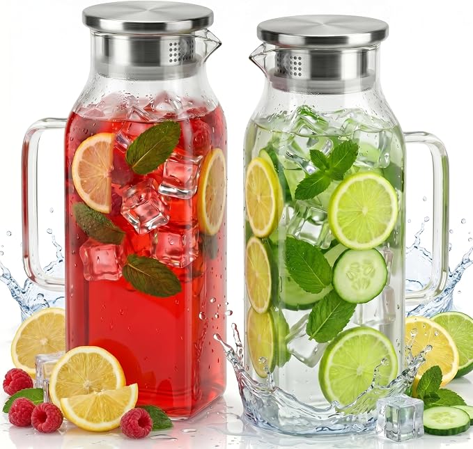 2 Pack Square Glass Pitcher by Unknown