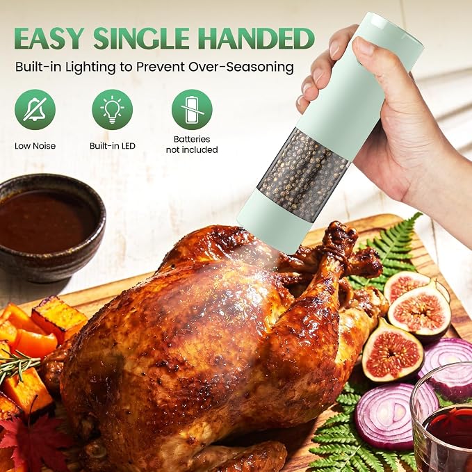 Electric Salt and Pepper Grinder Set Automatic Battery Pepper Mill Shakers - Image 3
