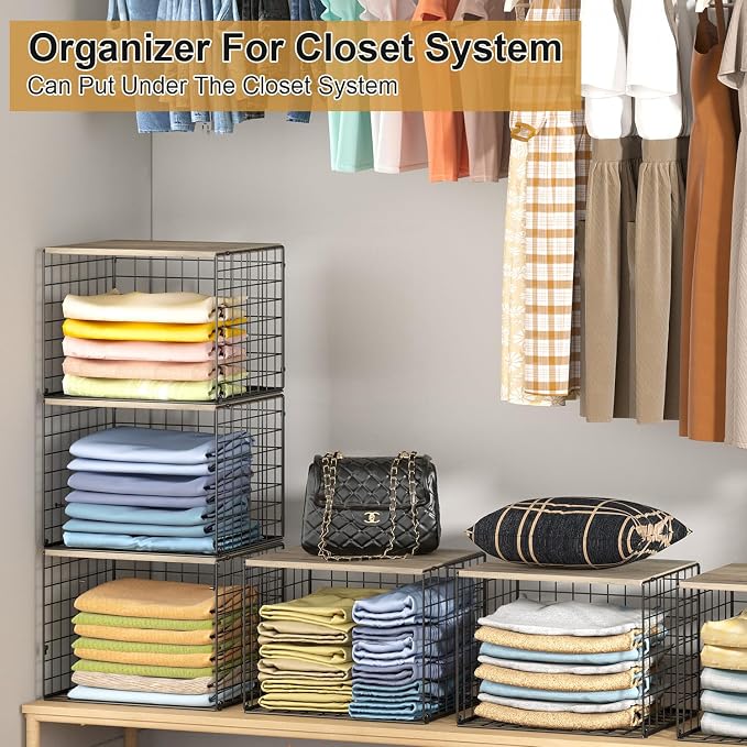 6 Pack Closet Organizers And Storage, Stackable Closet Shelf Organizer Storage - Image 6