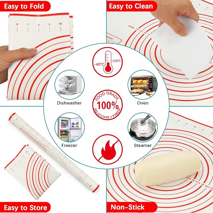 MIKULA Rolling Pin, Rolling Pins Thickness Rings and Silicone Baking Pastry Mat - Image 3
