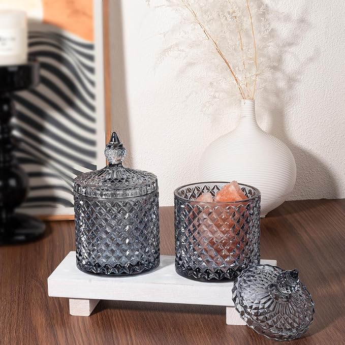 2 Pack Qtip Holder Thick Glass Apothecary Jars - Image 5