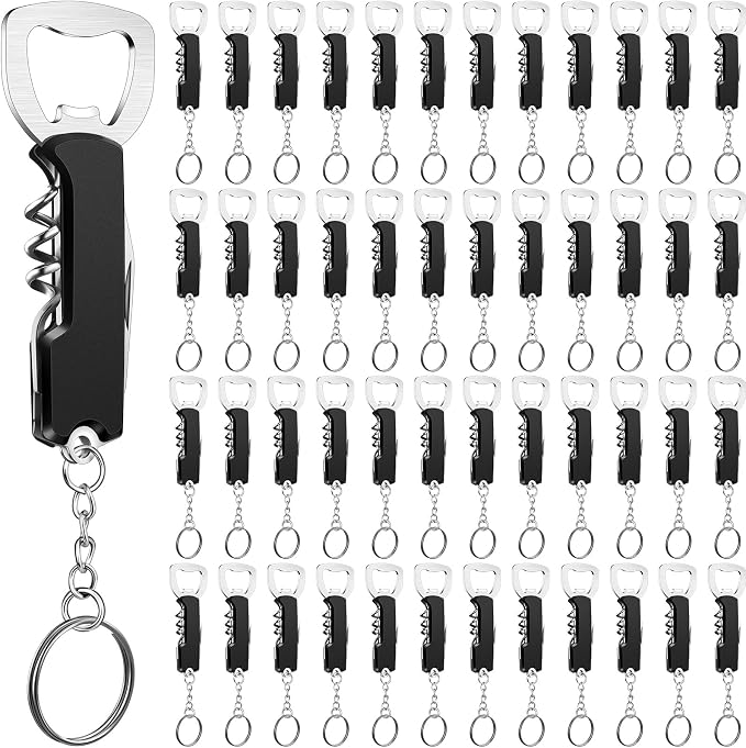Ziliny 48 Pcs Bottle Opener Keychain Bulk Wine Bottle Beer Opener Keychain by Ziliny