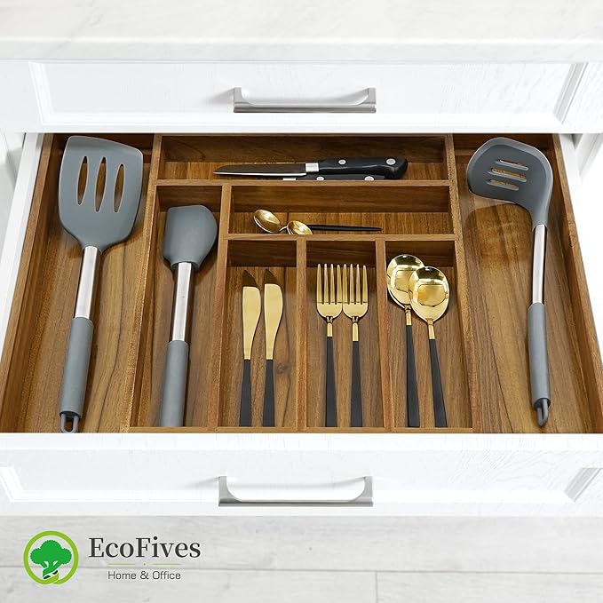 Luxury Acacia Kitchen Drawer Organizer - Image 4