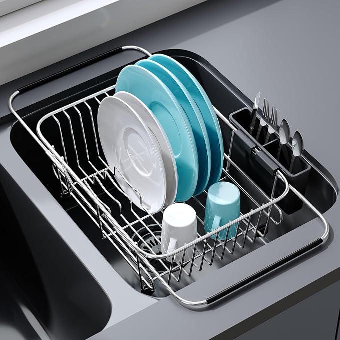 Apartment RV Small Dish Drainer Drying Rack Over The Sink In Stainless Steel by JASIWAY