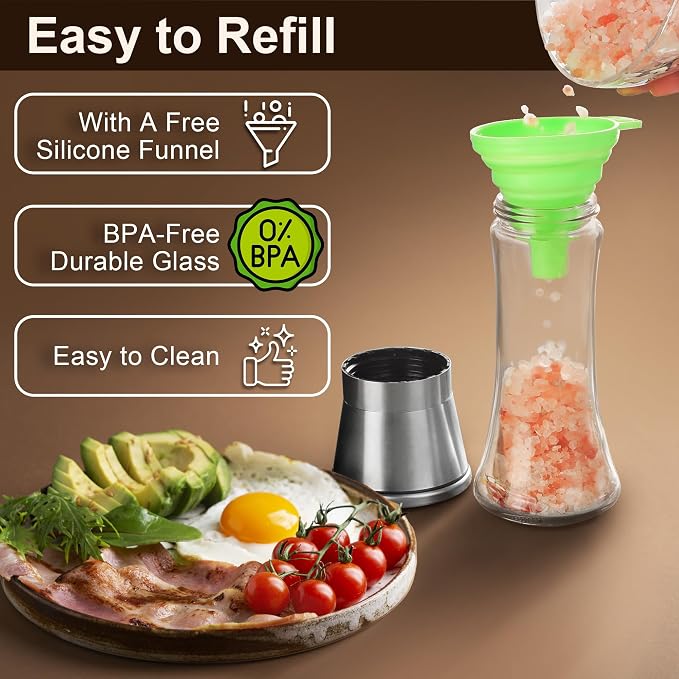 Premium Stainless Steel Sea Salt and Pepper Grinder Set of 2 - Image 6