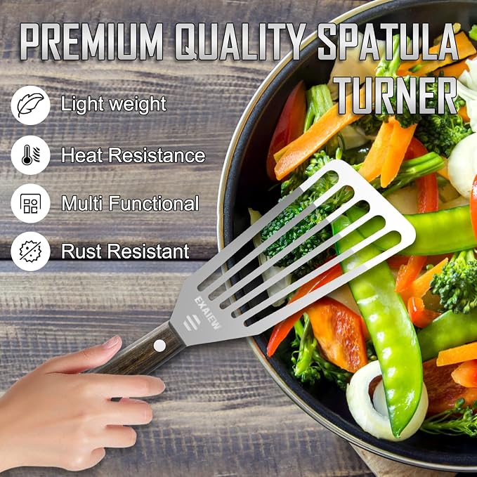 2 Pack Fish Spatula Stainless Steel，Flexible Metal Spatula Perfect - Image 4