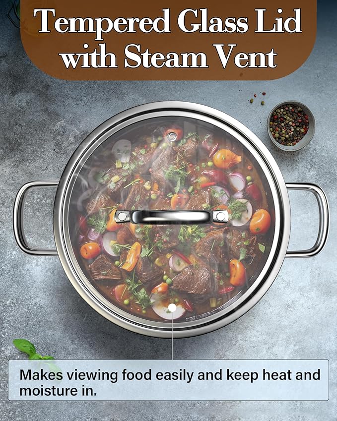 Cook N Home Stainless Steel Stockpot 8 Quart, Tri-Ply Clad Soup Pot - Image 5