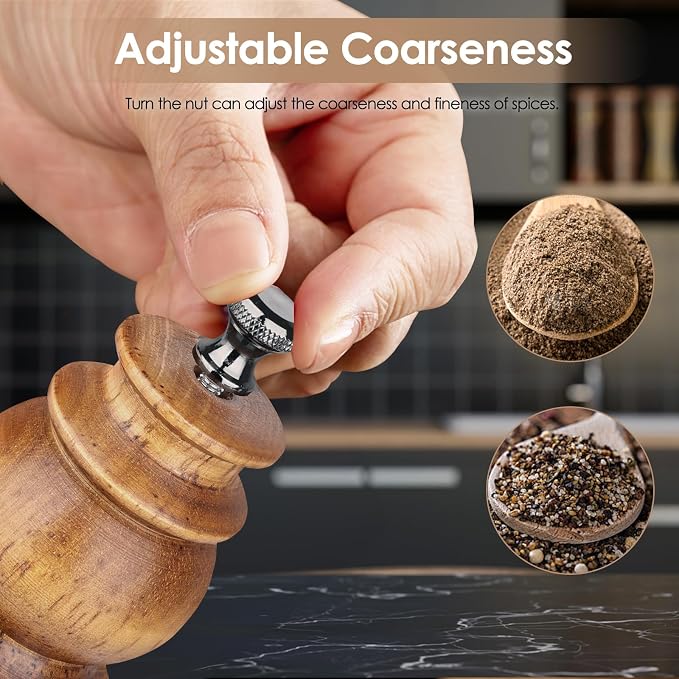 Wooden Salt and Pepper Grinder Set - Image 4