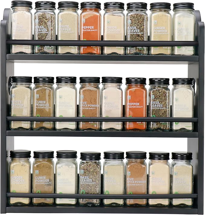 3 Tier Bamboo Spice Rack, Spice Rack Organizer, Seasoning Jars Rack Shelf Spice by Thalomely