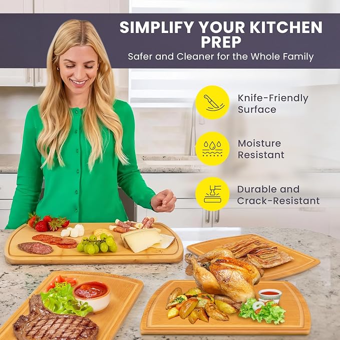 Glue-Free Surface™ 2XL Extra Large Bamboo Cutting Board Set of 4 – Small - Image 3