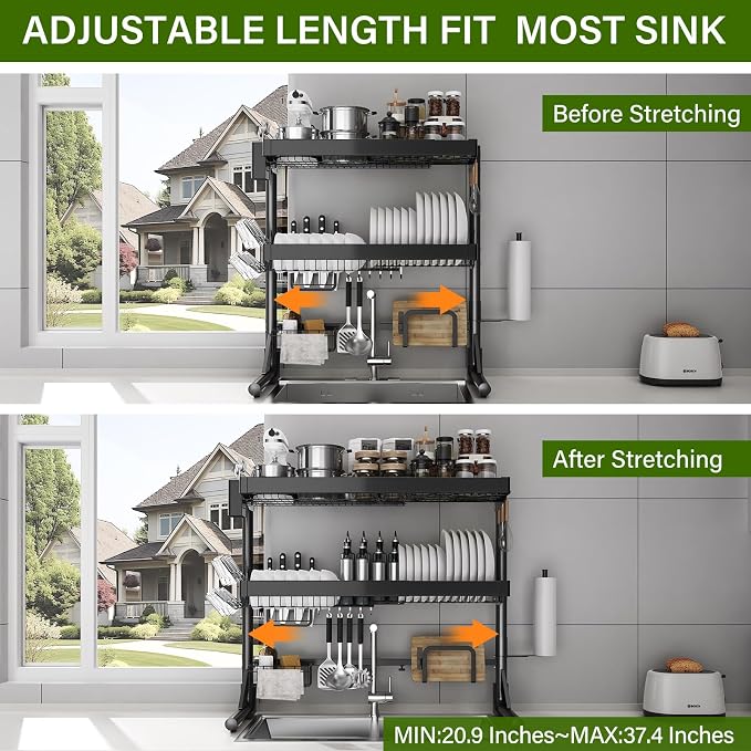 Over Sink Dish Drying Rack, 3-Tier Full Stainless Steel Drainer Dish Rack - Image 3
