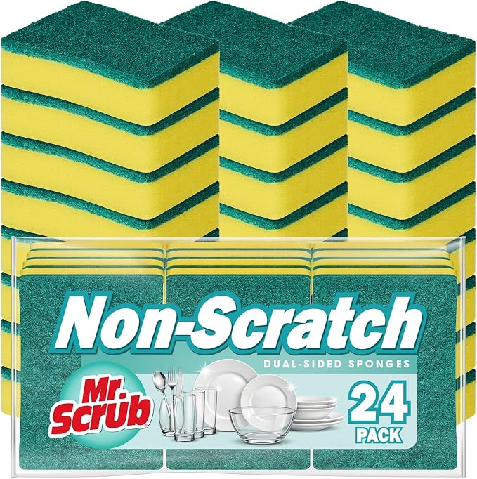 Mr. Scrub Sponges Kitchen Scrub Dish Sponge Scouring Pad, 24 Pack Cleaning by MrScrubCleaninghelpers