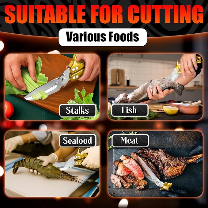 Heavy Duty Poultry Shears – Kitchen Shears Dishwasher Safe, Spring-Loaded - Image 8
