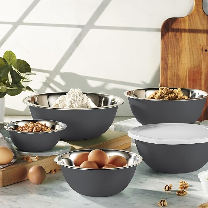 WHYSKO Stainless Steel Mixing Bowl Set, 10 Piece Stainless Steel Mixing Bowls - Image 2